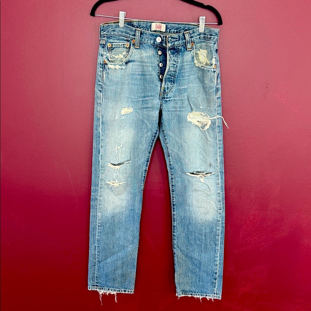 Levi's Blue Straight-Leg Jeans with Vintage Fade